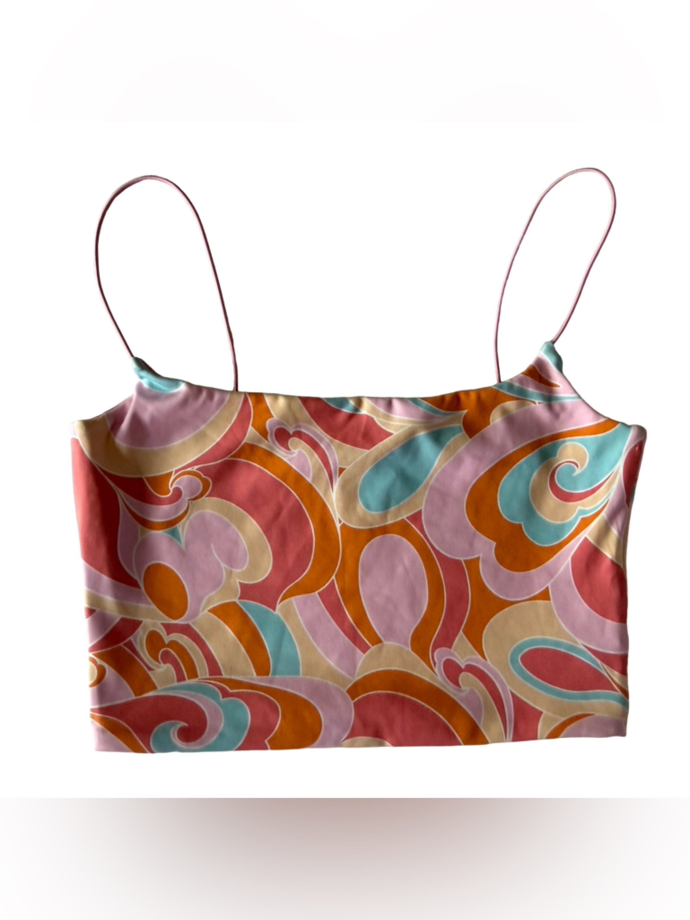 Cotton On Y2k Swirl Print Cropped Tank Xs Retro Festival Top Psychedelic